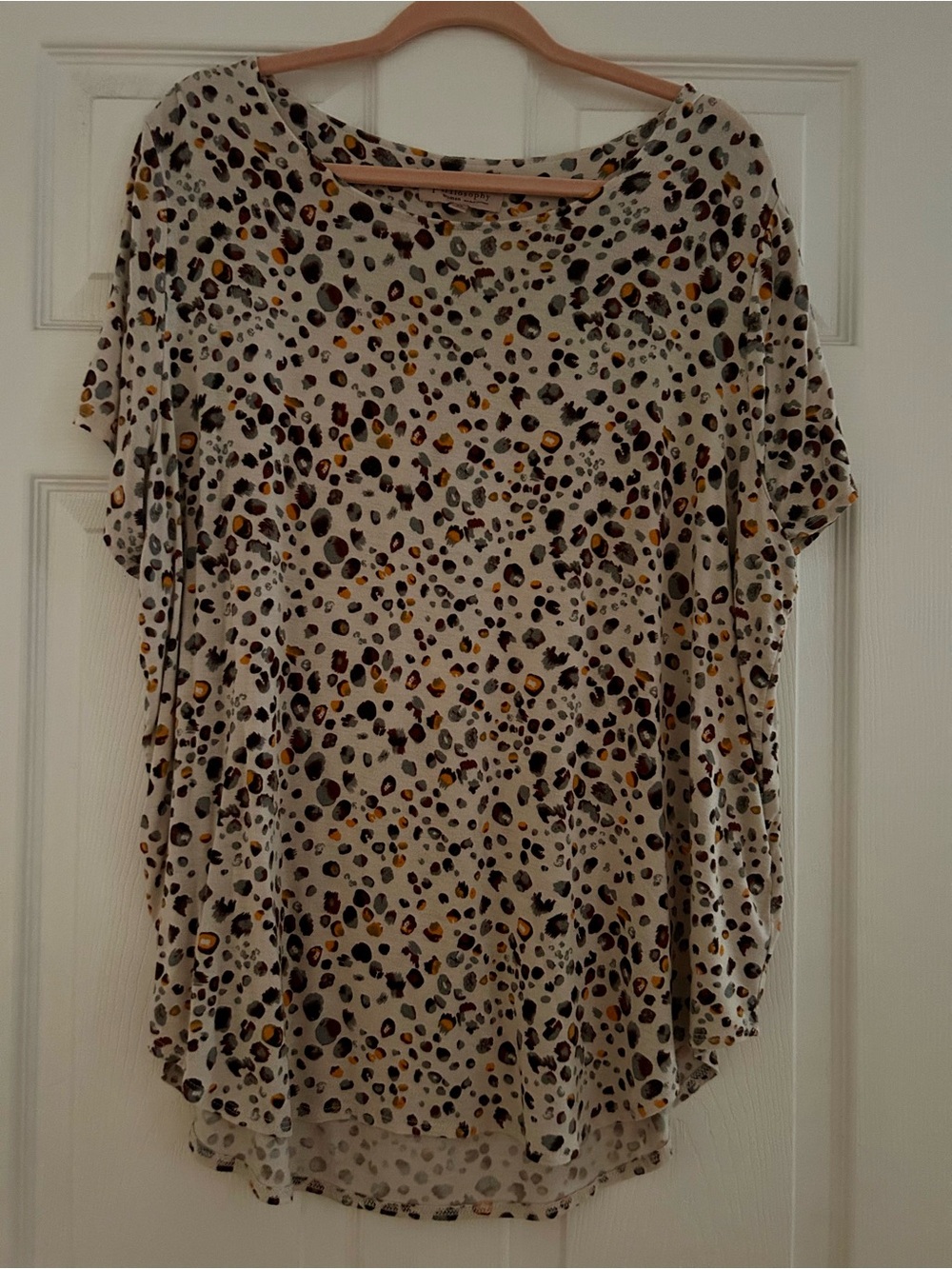 Philosophy Cream Leopard-Print Short-Sleeve Tunic with Gold Spots